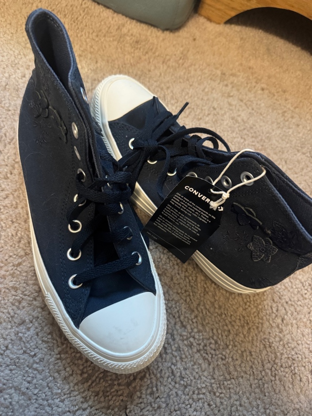 Converse Navy High-Top Canvas Sneakers with White Toe